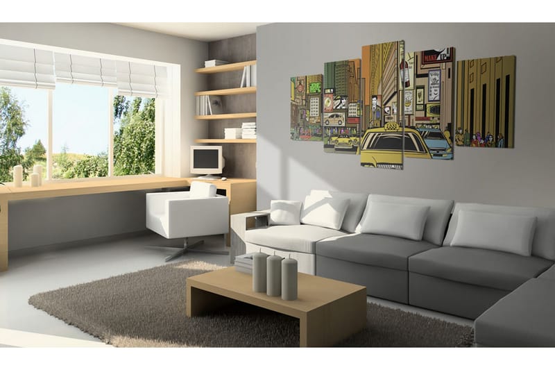 Tavla The Streets Of New York City In Cartoons 200x100 - Artgeist sp. z o. o. - Inredning & dekor - Tavlor & konst - Canvastavla