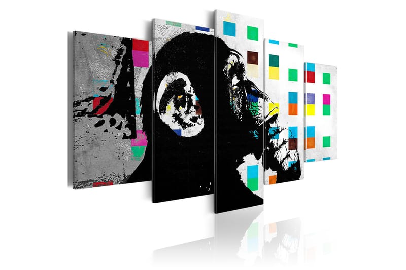 Tavla The Thinker Monkey Banksy 200X100 Flerfärgad|Vit, Artgeist sp. z o. o.