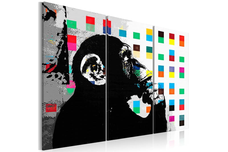 Tavla The Thinker Monkey By Banksy 120X80 Flerfärgad - Artgeist sp. z o. o. - Inredning & dekor - Tavlor & konst - Canvastavla