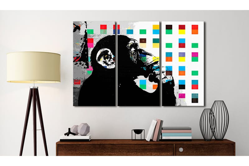 Tavla The Thinker Monkey By Banksy 90x60 - Artgeist sp. z o. o. - Inredning & dekor - Tavlor & konst - Canvastavla