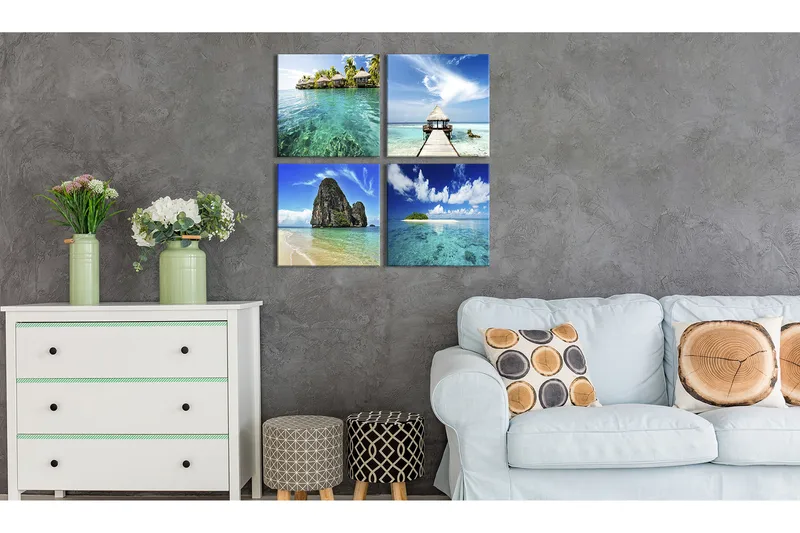 Tavla The Places Of Dreams 80X80 Flerfärgad|Blå|Grön - Artgeist sp. z o. o. - Inredning & dekor - Tavlor & konst - Canvastavla