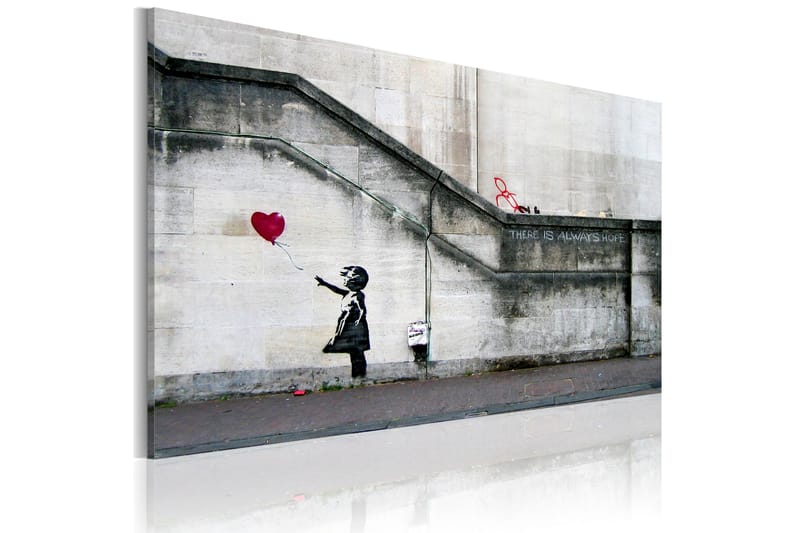 Tavla There Is Always Hope Banksy 60X40 Grå|Röd Street art - Artgeist sp. z o. o. - Canvastavla