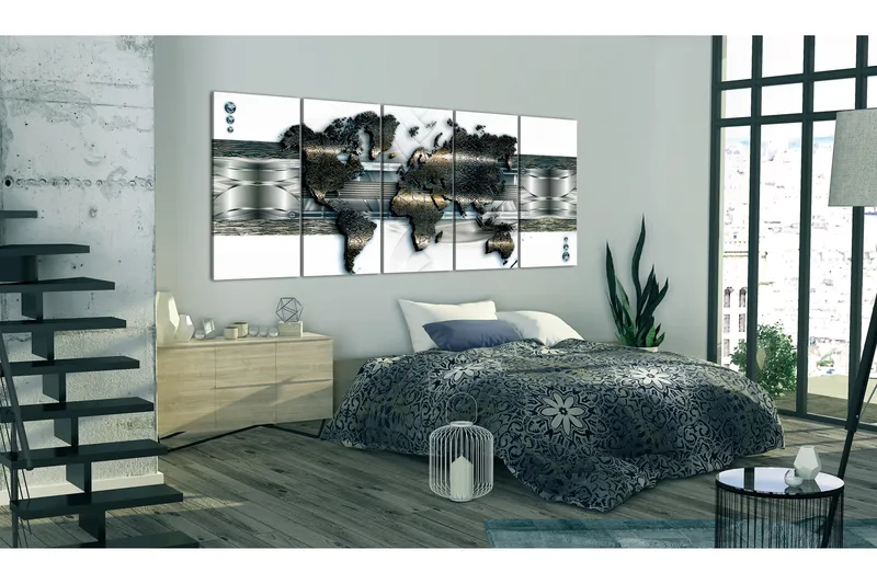 Tavla Three-Dimensional Map 200X80 Vit|Flerfärgad|Svart - Artgeist sp. z o. o. - Inredning & dekor - Tavlor & konst - Canvastavla