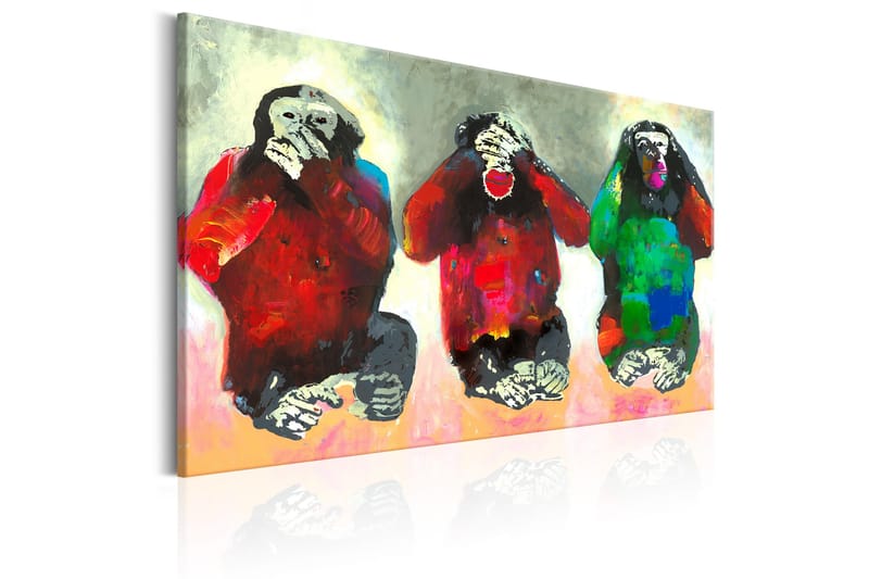 TAVLA Three Wise Monkeys 120x80 - Artgeist sp. z o. o. - Inredning & dekor - Tavlor & konst - Canvastavla