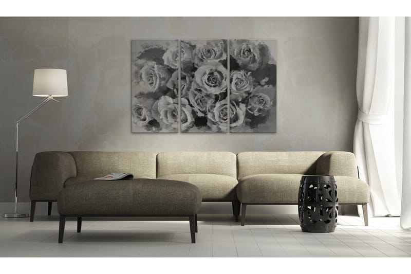 Tavla Tolv Roses Triptych 60X40 Grå - Artgeist sp. z o. o. - Inredning & dekor - Tavlor & konst - Canvastavla