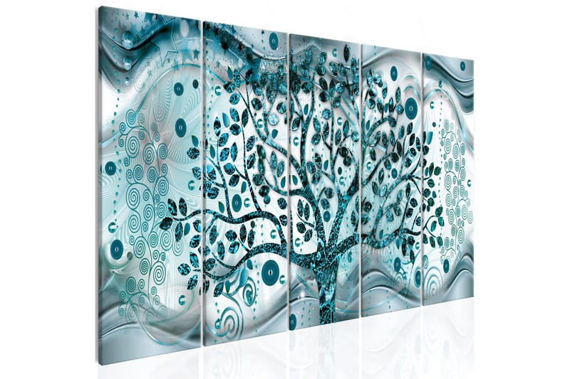 Tavla Tree And Waves 5 Parts Blue 200x80 - Artgeist sp. z o. o. - Inredning & dekor - Tavlor & konst - Canvastavla