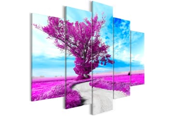 Tavla Tree Near The Road 5 Parts Violet 200X100 Rosa|Lila