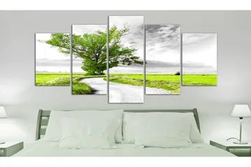 Tavla Tree Near The Road 5 Parts Green 100x50 - Artgeist sp. z o. o. - Inredning & dekor - Tavlor & konst - Canvastavla