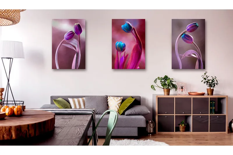 Tavla Tulips In Love 120X60 Rosa|Lila - Artgeist sp. z o. o. - Inredning & dekor - Tavlor & konst - Canvastavla
