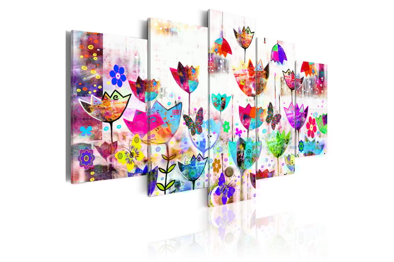 Tavla Tulips In The Rain 100X50 Flerfärgad|Rosa - Artgeist sp. z o. o. - Inredning & dekor - Tavlor & konst - Canvastavla