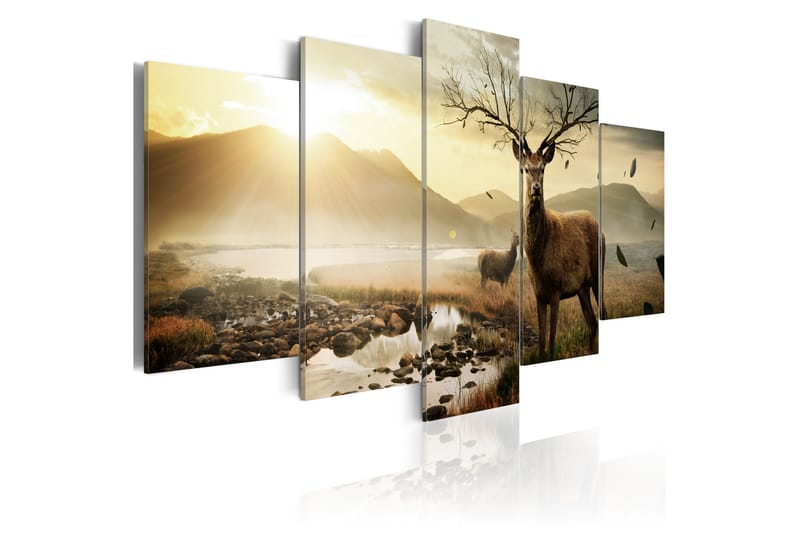 Tavla Tundra And Deer 100X50 Flerfärgad|Brun - Artgeist sp. z o. o. - Inredning & dekor - Tavlor & konst - Canvastavla