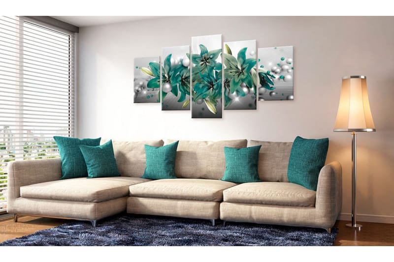 Tavla Turquoise Bouquet 200x100 - Artgeist sp. z o. o. - Inredning & dekor - Tavlor & konst - Canvastavla