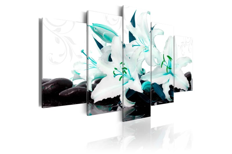 Tavla Turquoise Lilies And Stones 100x50 - Artgeist sp. z o. o. - Inredning & dekor - Tavlor & konst - Canvastavla