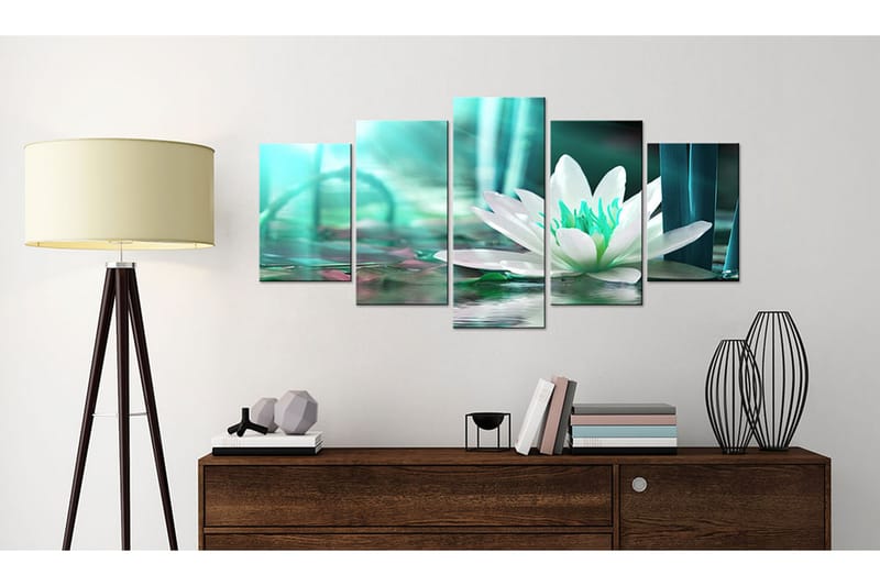 Tavla Turquoise Lotus 200X100 Grön|Flerfärgad - Artgeist sp. z o. o. - Inredning & dekor - Tavlor & konst - Canvastavla