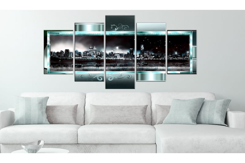 TAVLA Turquoise New York Starry Night 200x100 - Artgeist sp. z o. o. - Inredning & dekor - Tavlor & konst - Canvastavla
