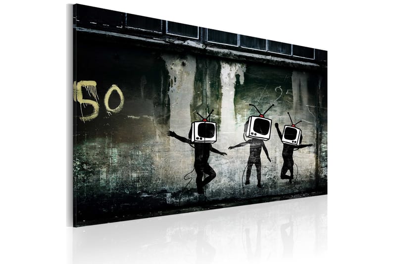Tavla Tv Heads Dance Banksy 60X40 Svart|Vit Street art - Artgeist sp. z o. o. - Inredning & dekor - Tavlor & konst - Canvastavla