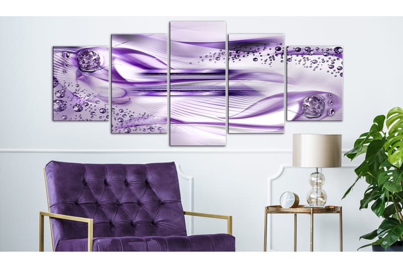 TAVLA Underwater Harp 5 Parts Wide Violet 200x100 - Artgeist sp. z o. o. - Inredning & dekor - Tavlor & konst - Canvastavla