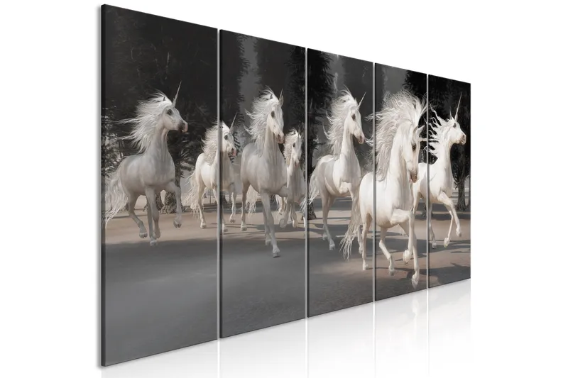 Tavla Unicorns Run 5 Parts Narrow 200x80 - Artgeist sp. z o. o. - Inredning & dekor - Tavlor & konst - Canvastavla