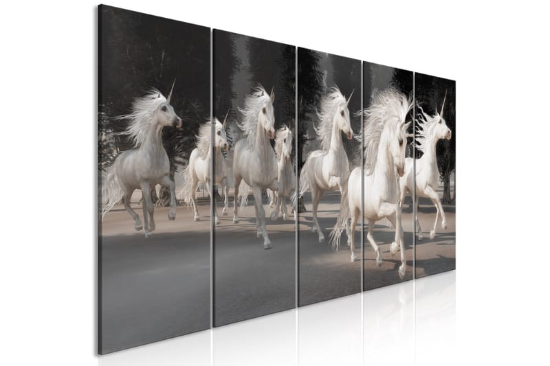 Tavla Unicorns Run 5 Parts Narrow 225x90 - Artgeist sp. z o. o. - Inredning & dekor - Tavlor & konst - Canvastavla