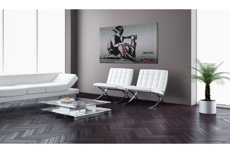 Tavla Union Jack Kid Banksy 60x40 - Artgeist sp. z o. o. - Inredning & dekor - Tavlor & konst - Canvastavla