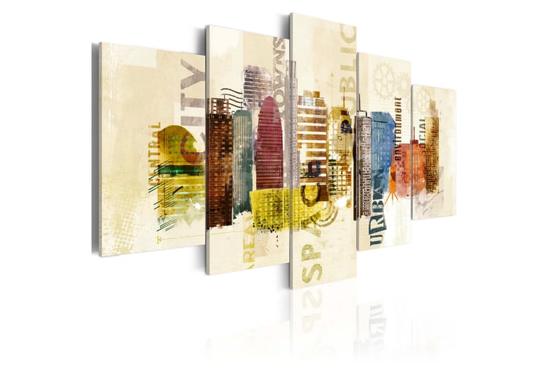 Tavla Urban Design 5 Pieces 100X50 Flerfärgad|Beige - Artgeist sp. z o. o. - Inredning & dekor - Tavlor & konst - Canvastavla