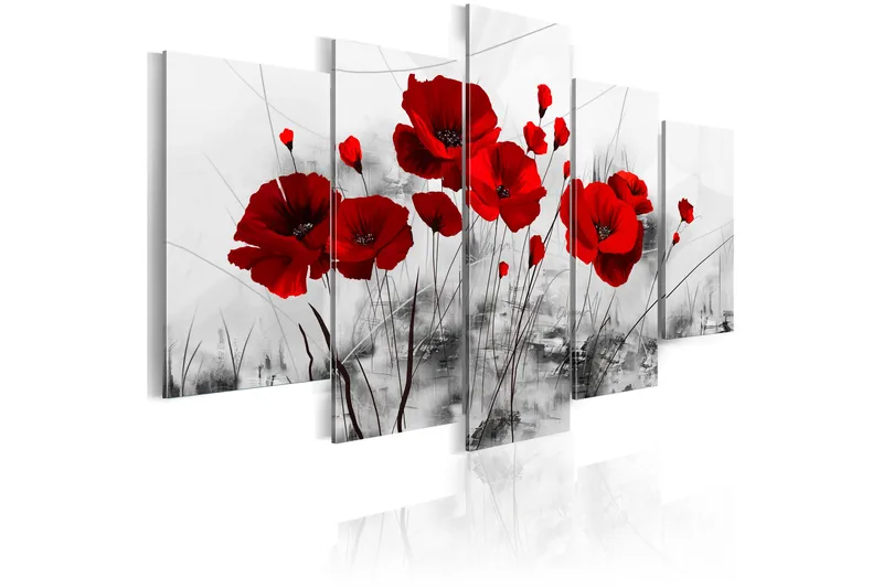 Tavla Vallmo Röd Mirakel 200X100 Röd|Vit - Artgeist sp. z o. o. - Inredning & dekor - Tavlor & konst - Canvastavla