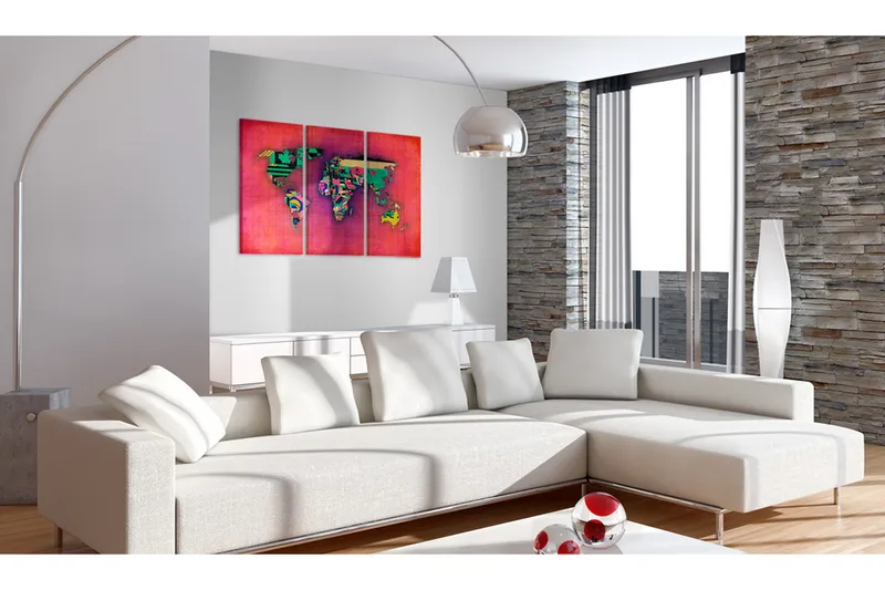 Tavla Världen Är Min Triptych 60X40 Flerfärgad|Röd - Artgeist sp. z o. o. - Inredning & dekor - Tavlor & konst - Canvastavla