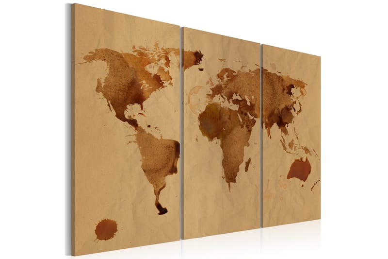 Tavla Världen Målad Med Kaffe Triptych 60x40, Artgeist sp. z o. o.