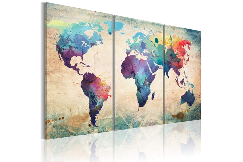 Tavla Världen Målade Med Akvarell 120X60 Flerfärgad, Artgeist sp. z o. o.