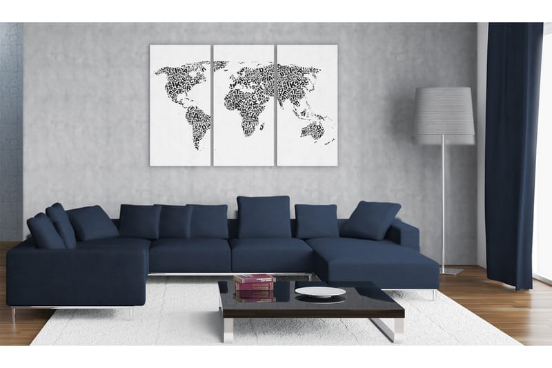 TAVLA Världskartan alfabetet Triptych 90x60 - Artgeist sp. z o. o. - Inredning & dekor - Tavlor & konst - Canvastavla