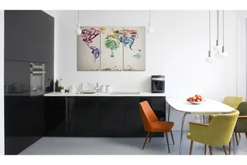 Tavla Världskartan Färgad Rök Spår Triptych 60x40 - Artgeist sp. z o. o. - Inredning & dekor - Tavlor & konst - Canvastavla