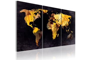 Tavla Världskartan Kvicksand 60X30 Svart|Gul