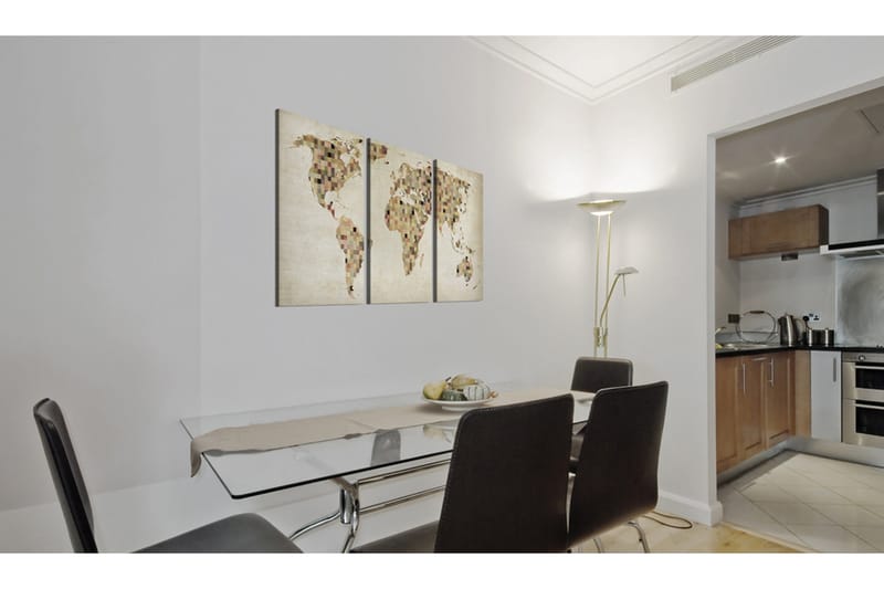 Tavla Världskartan Rutor 120x60 - Artgeist sp. z o. o. - Inredning & dekor - Tavlor & konst - Canvastavla