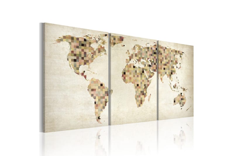 Tavla Världskartan Rutor 60x30 - Artgeist sp. z o. o. - Inredning & dekor - Tavlor & konst - Canvastavla