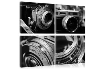 Tavla Vintage Cameras 90X90 Vit|Svart