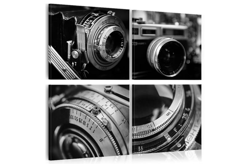 Tavla Vintage Cameras 90X90 Vit|Svart - Artgeist sp. z o. o. - Canvastavla