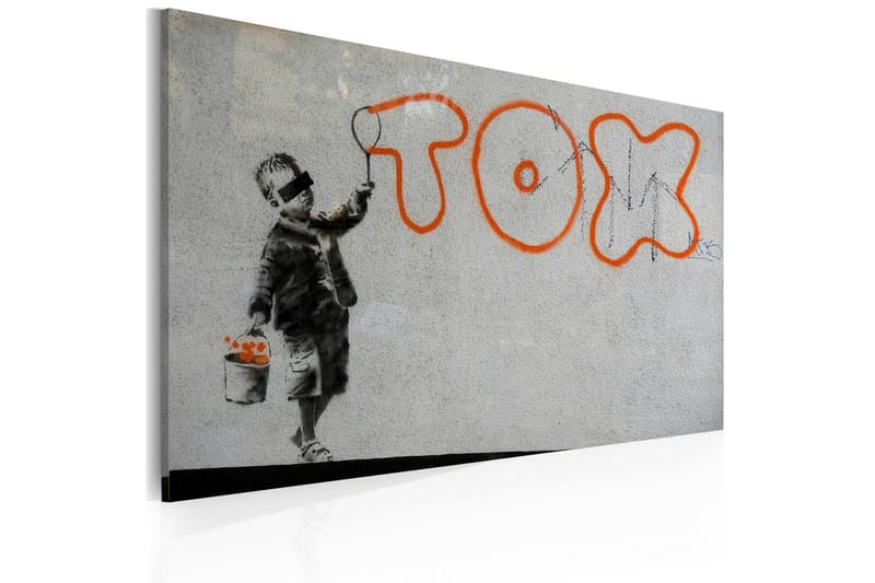 Tavla Wallpaper Graffiti Banksy 60X40 Grå|Orange|Flerfärgad - Artgeist sp. z o. o. - Inredning & dekor - Tavlor & konst - Canvastavla