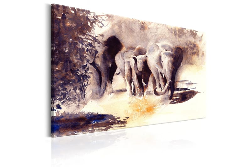 Tavla Watercolour Elephants 90x60 - Artgeist sp. z o. o. - Inredning & dekor - Tavlor & konst - Canvastavla