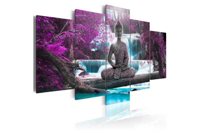Tavla Waterfall And Buddha 100X50 Flerfärgad|Lila - Artgeist sp. z o. o. - Inredning & dekor - Tavlor & konst - Canvastavla
