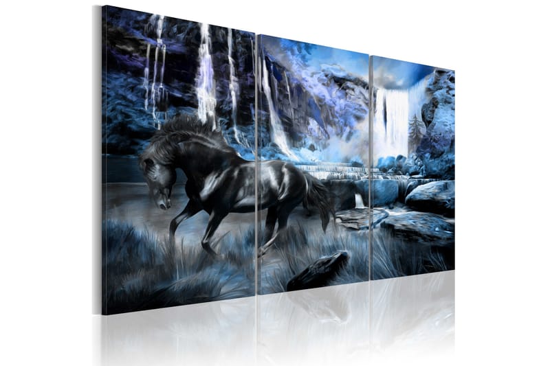 Tavla Waterfall In Colour Of Sapphire 60X40 Blå|Svart - Artgeist sp. z o. o. - Inredning & dekor - Tavlor & konst - Canvastavla