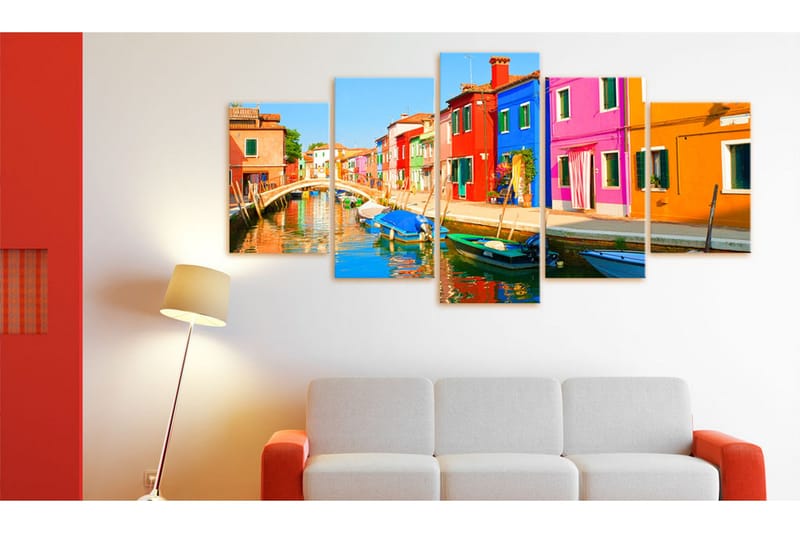 Tavla Waterfront In Rainbow Colors 100x50 - Artgeist sp. z o. o. - Inredning & dekor - Tavlor & konst - Canvastavla