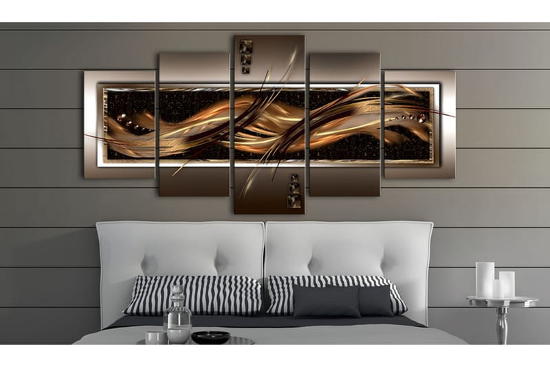 Tavla Wave Of Fire 200X100 Brun|Guld|Beige - Artgeist sp. z o. o. - Inredning & dekor - Tavlor & konst - Canvastavla