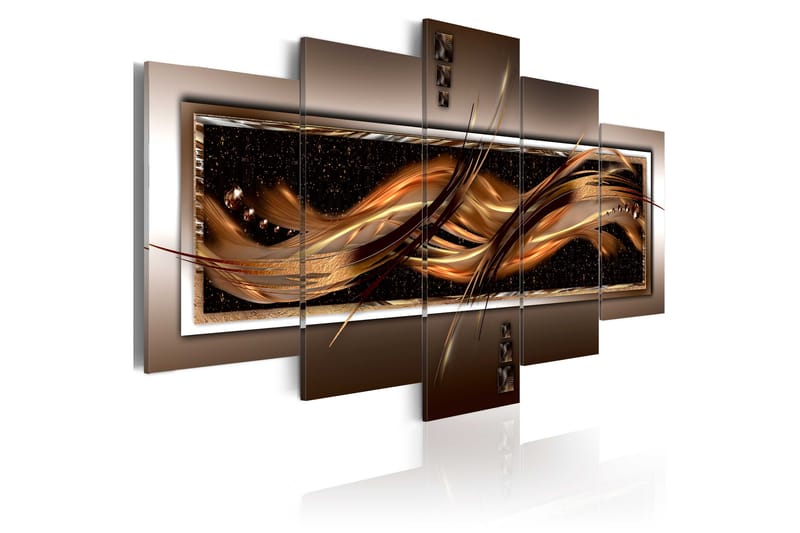 Tavla Wave Of Fire 200X100 Brun|Guld|Beige, Artgeist sp. z o. o.
