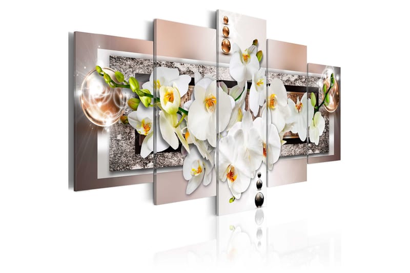 Tavla White Abstract Orchid 100X50 Beige|Vit|Flerfärgad, Artgeist sp. z o. o.