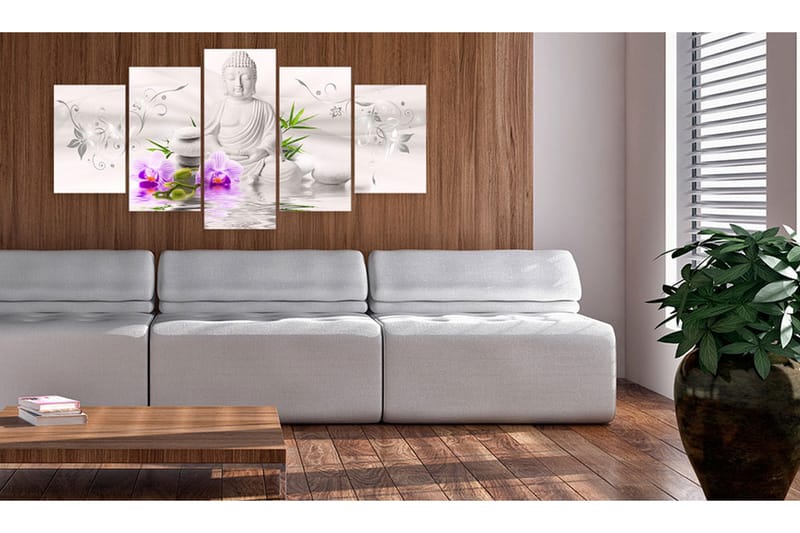 Tavla White Buddha 100X50 Rosa|Vit - Artgeist sp. z o. o. - Inredning & dekor - Tavlor & konst - Canvastavla
