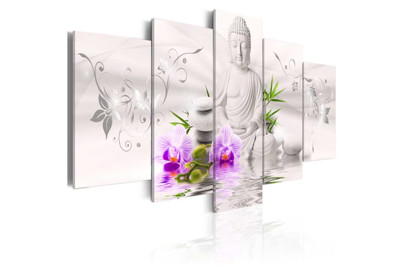 Tavla White Buddha 100X50 Rosa|Vit, Artgeist sp. z o. o.