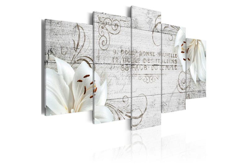 Tavla White Lilies On Wood 200x100 - Artgeist sp. z o. o. - Inredning & dekor - Tavlor & konst - Canvastavla