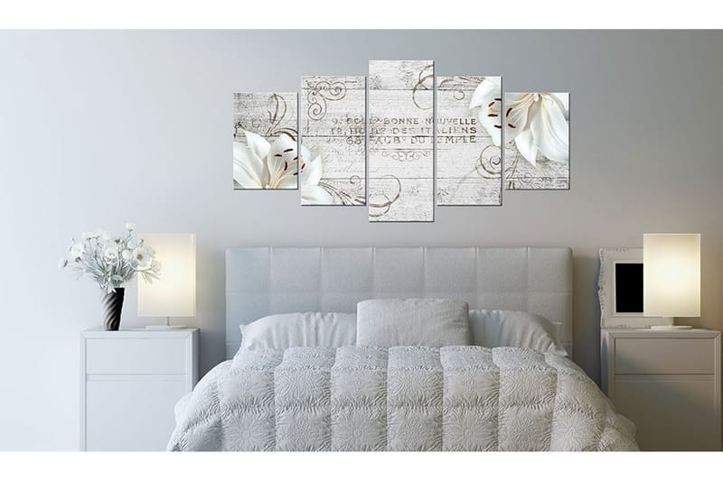 Tavla White Lilies On Wood 200X100 Vit - Artgeist sp. z o. o. - Inredning & dekor - Tavlor & konst - Canvastavla