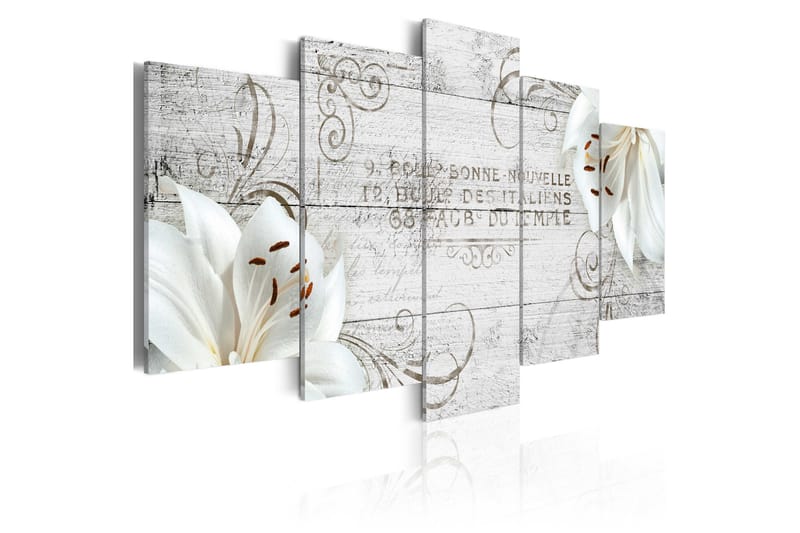 Tavla White Lilies On Wood 200X100 Vit - Artgeist sp. z o. o. - Inredning & dekor - Tavlor & konst - Canvastavla