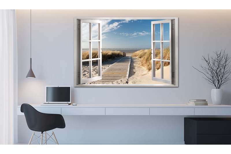 Tavla Window: View of the Beach 90x60, Artgeist sp. z o. o.